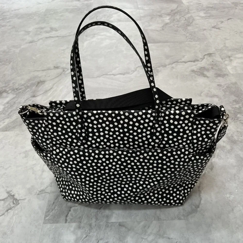 Kate Spade Baby Diaper Bag Black Polka Dot Kaylie Changing Pad Shoulder Strap - Picture 5 of 16